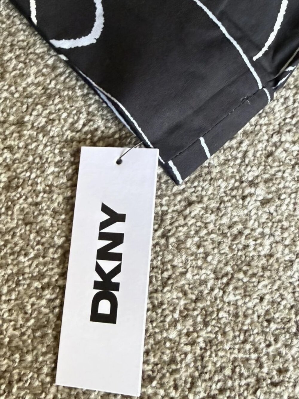 NWT DKNY Women's Black White Abstract Cotton Midi Shirt Dress Size 4 - Picture 6 of 15